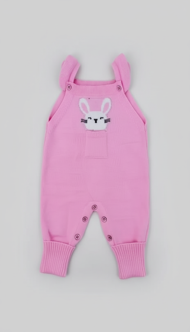 Macacão salopete coelho bolsinho menina RN recém nascido modal fio macio.