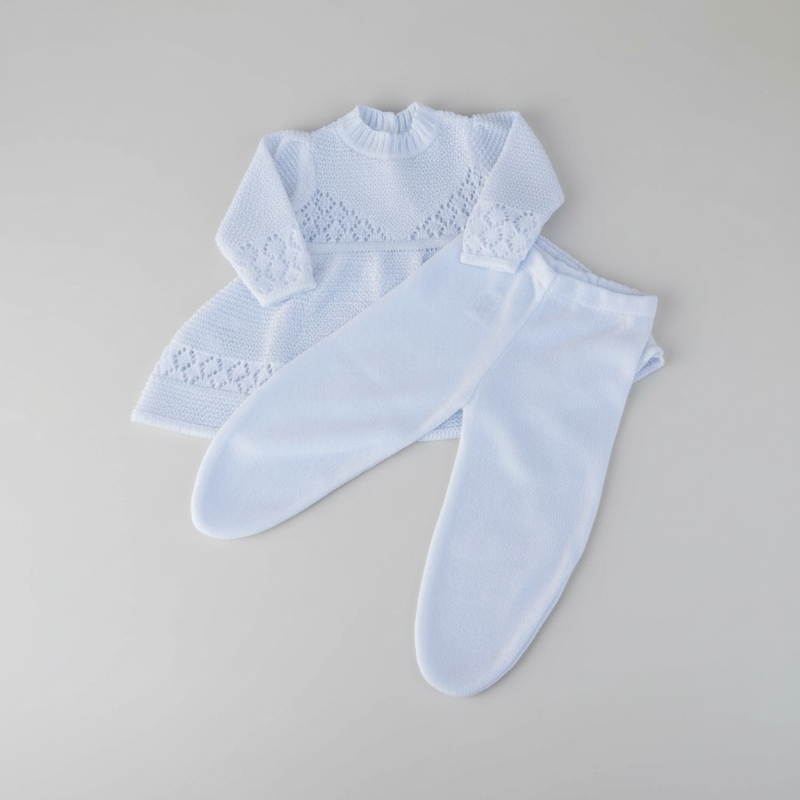 Conjunto saída maternidade Vestido Bordado em Pérolas Menina Bebê Recém Nascido Calça Conjunto RN