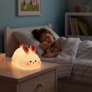 Luminária de Coelho Silicone Mesa Nocturna Sensor De Touch RGB Coelho Fofa Recarregável De USB Para Criança e Decorações
