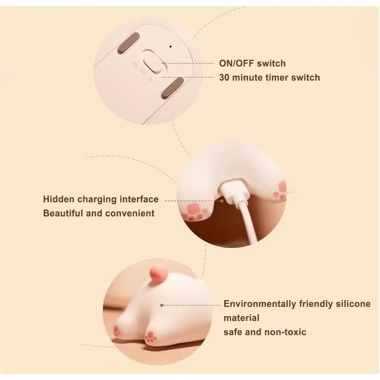 Luminária de Coelho Silicone Mesa Nocturna Sensor De Touch RGB Coelho Fofa Recarregável De USB Para Criança e Decorações