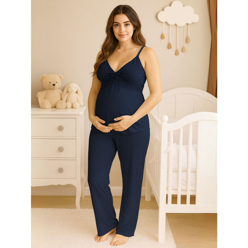 Pijama Amamentação com Renda e Abertura Click – Conforto e Estilo Pós-Parto | Cuidado & Colo