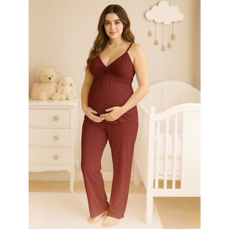 Pijama Amamentação com Renda e Abertura Click – Conforto e Estilo Pós-Parto | Cuidado & Colo