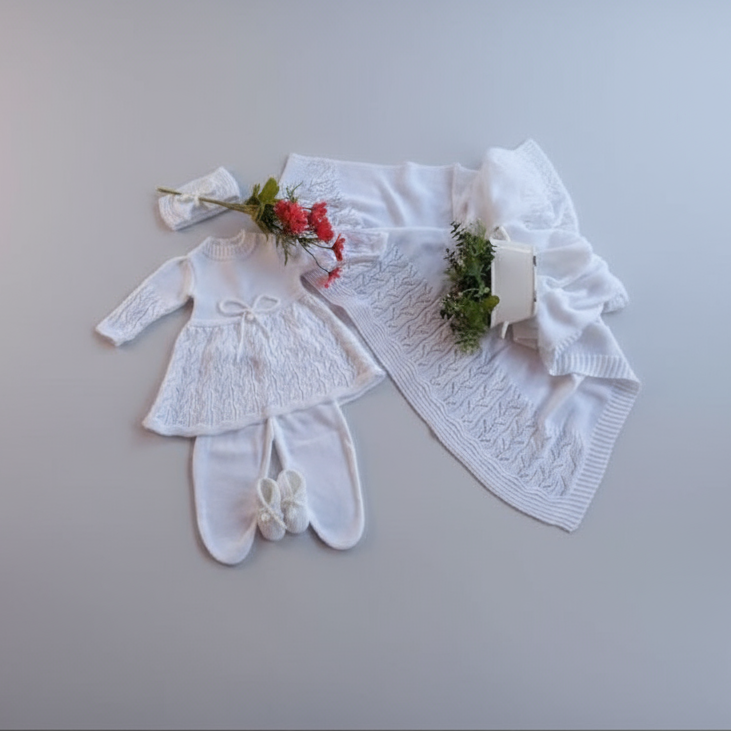 kit saída maternidade vestido laço pérola calça e manta recém nascido RN cobertor .