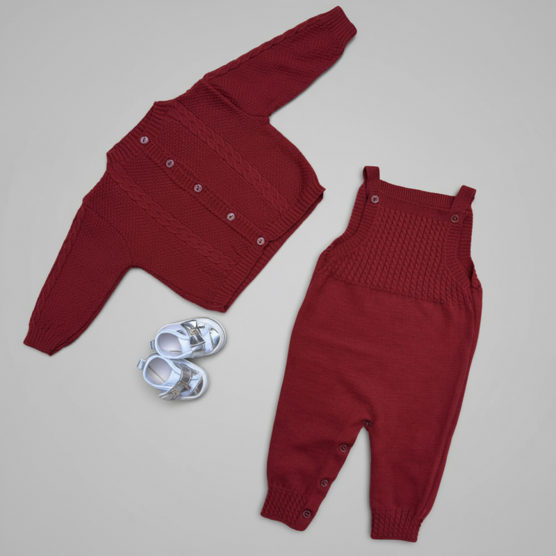 Saída Maternidade RN Conjunto Menino Menina com detalhes em Trança macacão e casaquinho com botão recém nascido.