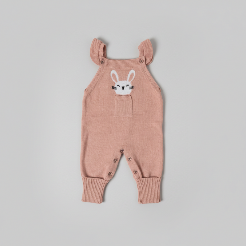 Macacão salopete coelho bolsinho menina RN recém nascido modal fio macio.