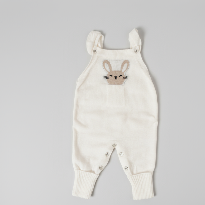 Macacão salopete coelho bolsinho menina RN recém nascido modal fio macio.