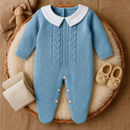 Macacão Tricô Bebê Luxo Menino com Gola – Saída Maternidade | Cuidado & Colo