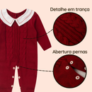 Macacão Tricô Bebê Luxo Menino para Maternidade com Gola