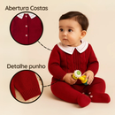 Macacão Tricô Bebê Luxo Menino para Maternidade com Gola