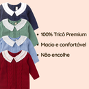 Macacão Tricô Bebê Luxo Menino para Maternidade com Gola