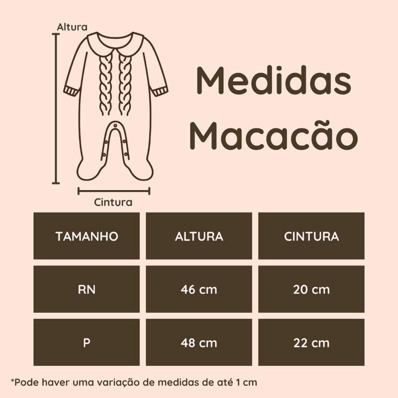 Macacão Tricô Bebê Menina Luxo Maternidade RN com Gola Bordada e Laço