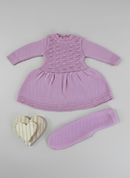 Vestido Bolinha Calça Récem Nascido Conjunto Tricô infantil Bebê Menina Tricot RN