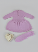 Vestido Bolinha Calça Récem Nascido Conjunto Tricô infantil Bebê Menina Tricot RN