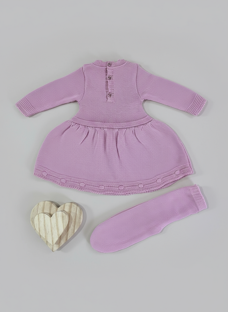 Vestido Bolinha Calça Récem Nascido Conjunto Tricô infantil Bebê Menina Tricot RN