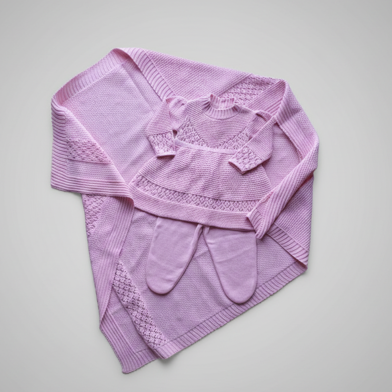 kit saída maternidade Vestido Bordado em Pérolas manta Menina Bebê Recém Nascido Calça Conjunto RN