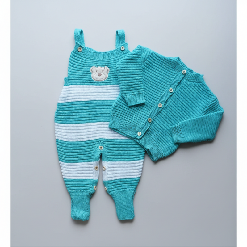 Macacão listrado ursinho casaquinho para bebes recém nascidos ao 3 meses para meninas e meninos.