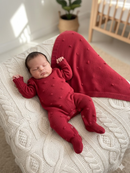 Kit Macacão Manta Cobertor Saìda Maternidade Tricot Bolinhas Menino Menina Bebê Tricô RN Infantil