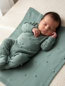 Kit Macacão Manta Cobertor Saìda Maternidade Tricot Bolinhas Menino Menina Bebê Tricô RN Infantil