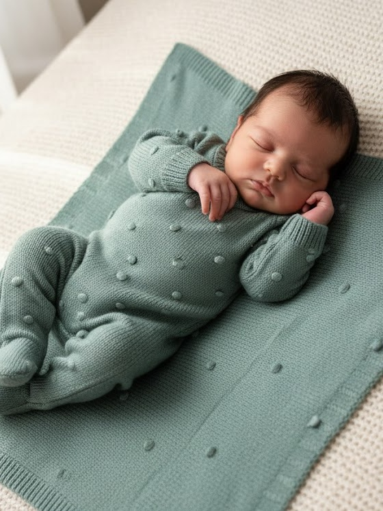 Kit Macacão Manta Cobertor Saìda Maternidade Tricot Bolinhas Menino Menina Bebê Tricô RN Infantil