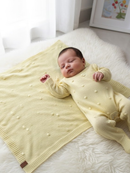 Kit Macacão Manta Cobertor Saìda Maternidade Tricot Bolinhas Menino Menina Bebê Tricô RN Infantil