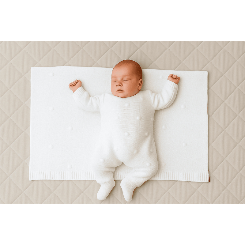 Kit Macacão + Manta Tricô Bolinhas RN – Saída Maternidade Luxo Menino e Menina | Cuidado & Colo