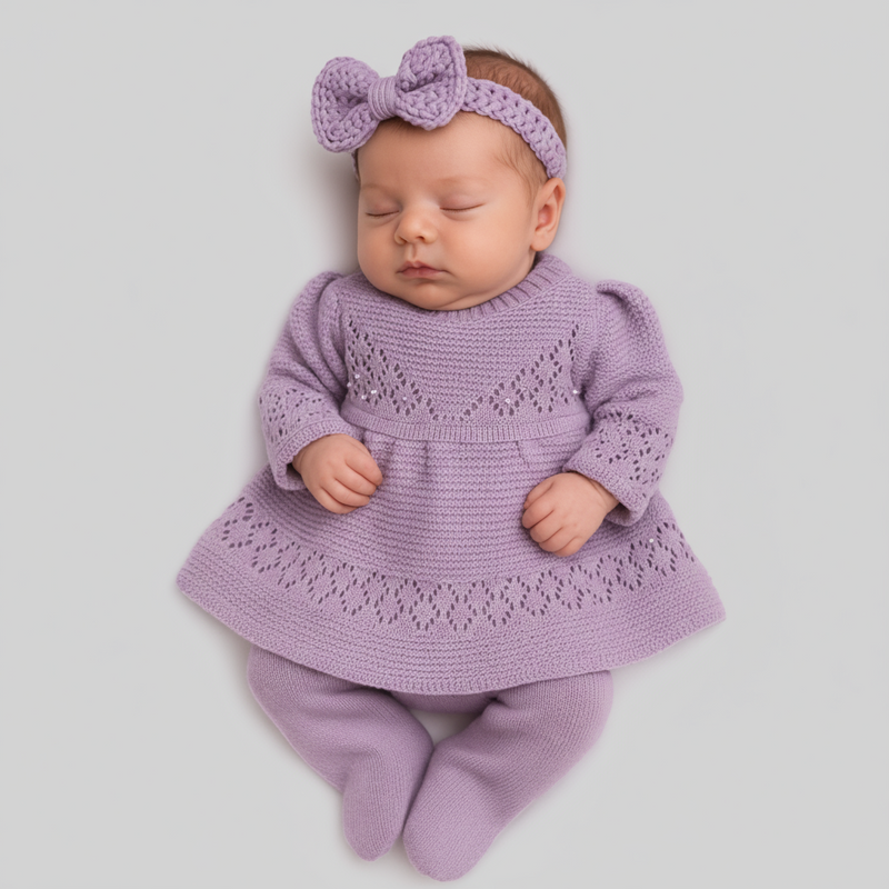 Conjunto saída maternidade Vestido Bordado em Pérolas Menina Bebê Recém Nascido Calça Conjunto RN