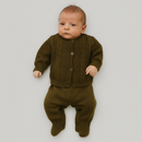 Saída Maternidade RN Conjunto Menino Menina com detalhes em Trança macacão e casaquinho com botão recém nascido.